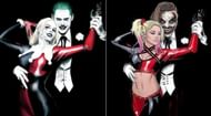 Art: Joker & Harley Quinn (left) and The Fiend & Alexa Bliss (right)